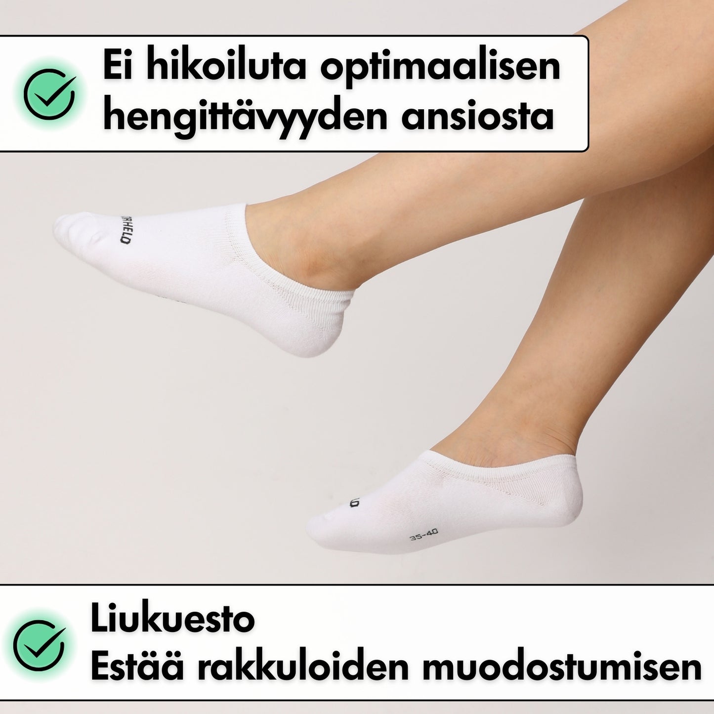 Näkymättömät Paljasjalkakenkäsukat - Valkoinen