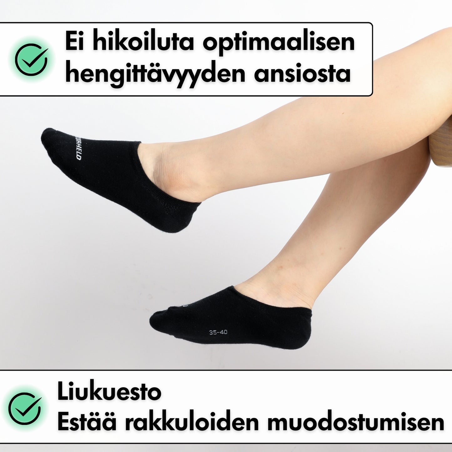 Näkymättömät Paljasjalkakenkäsukat - Musta