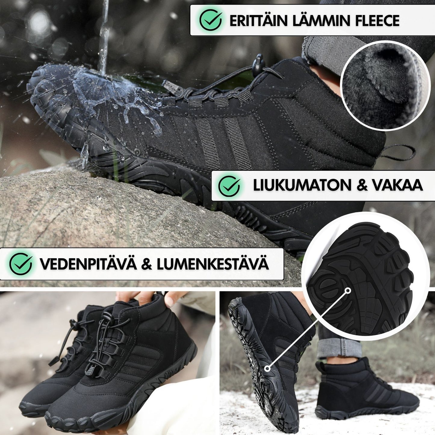 Winter Pro - Vedenpitävät Paljasjalkakengät