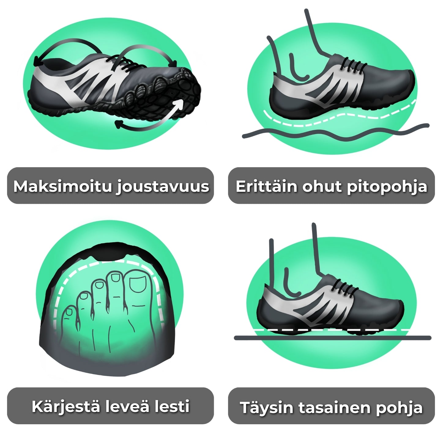 Grip Pro - Terveelliset Paljasjalkakengät